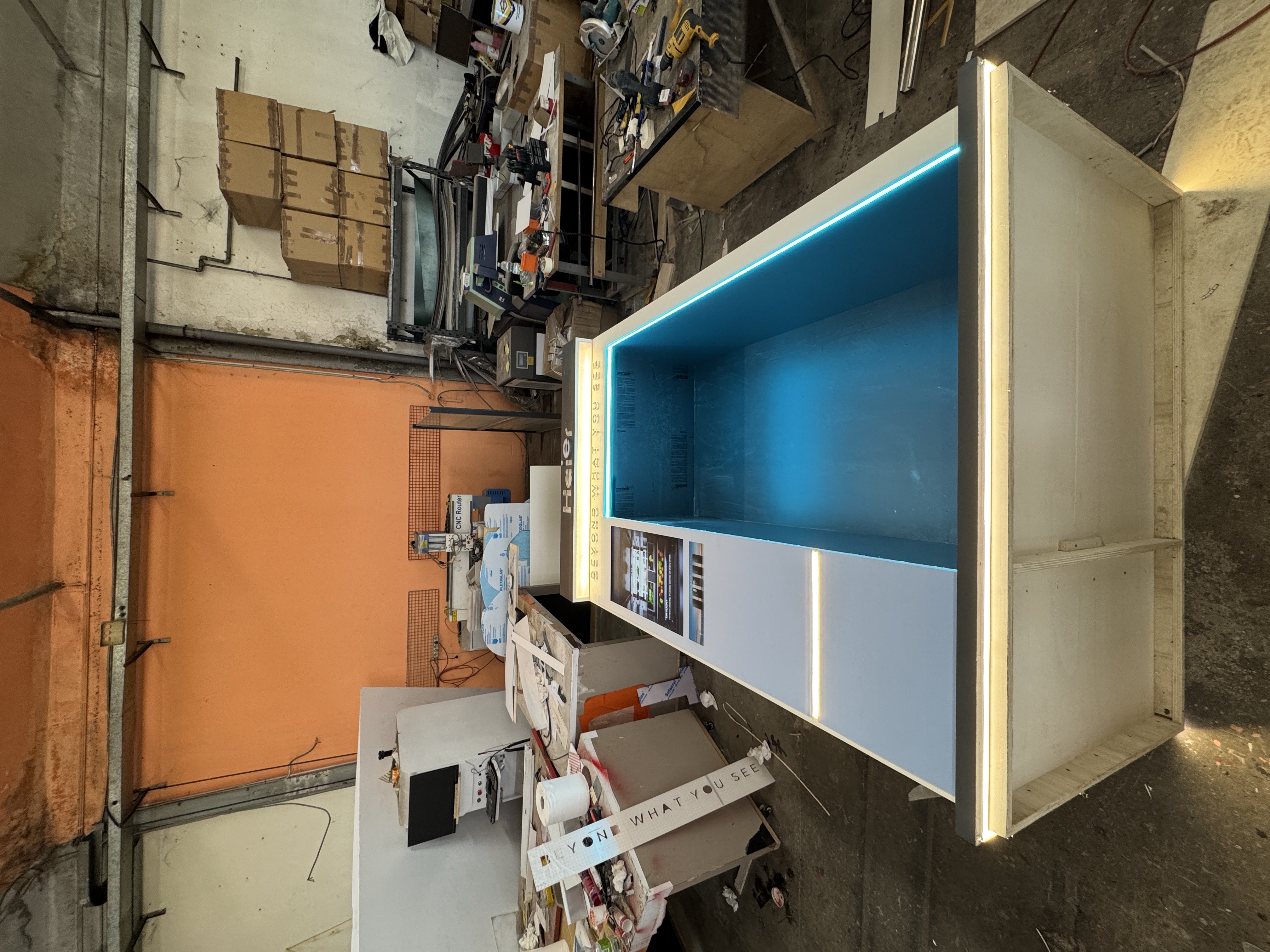 Reviewing the display unit during production in Milan