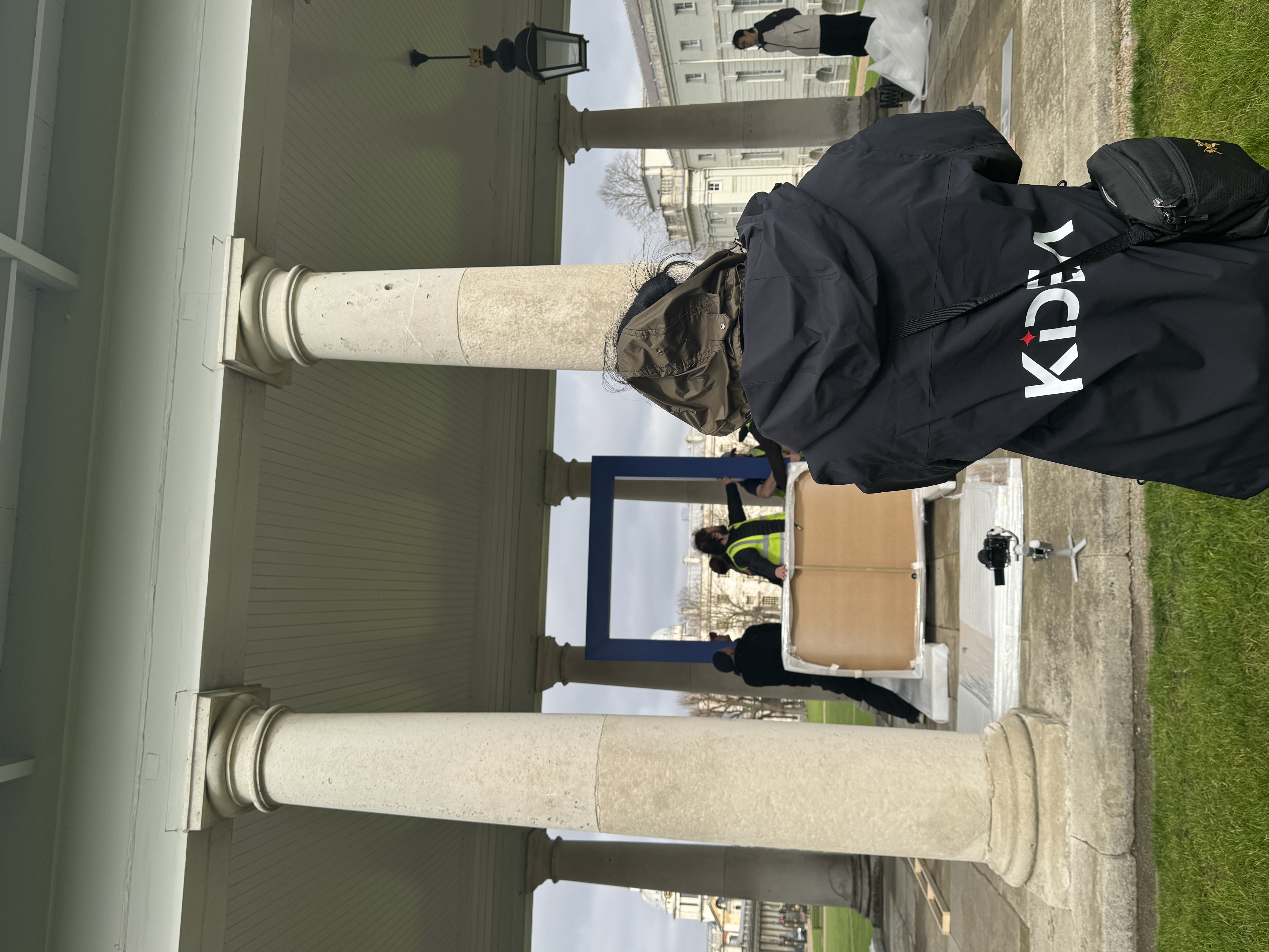 Preparing the outdoor exhibition before guests arrived